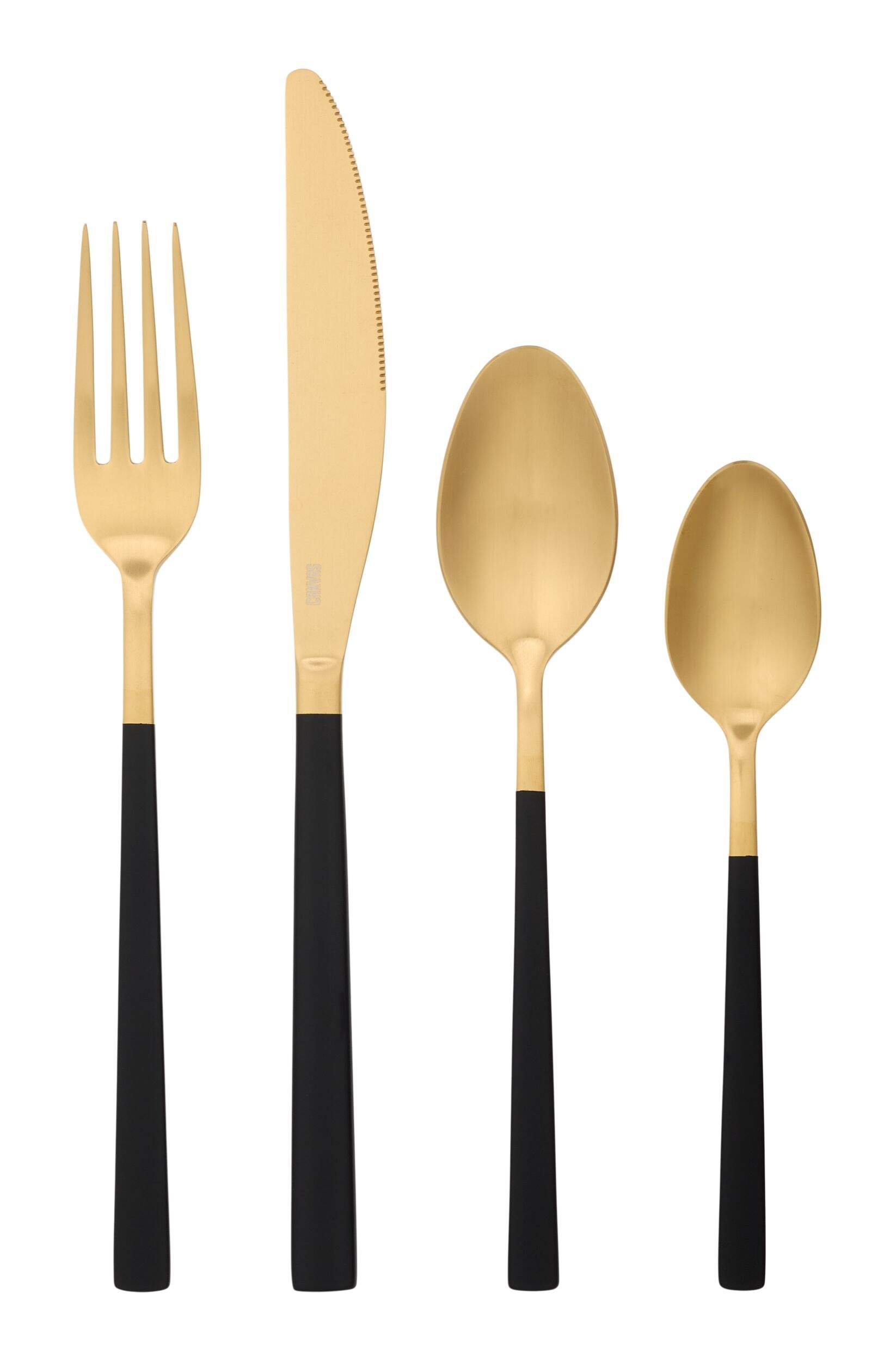 CANVAS Black & Gold Flatware Set, 20-pc Front_Flat