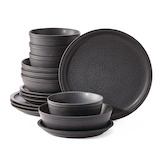 CANVAS Varennes Stoneware Dinnerware Set, 16-pc, Black Reactive Glaze Composite_or_Mixed