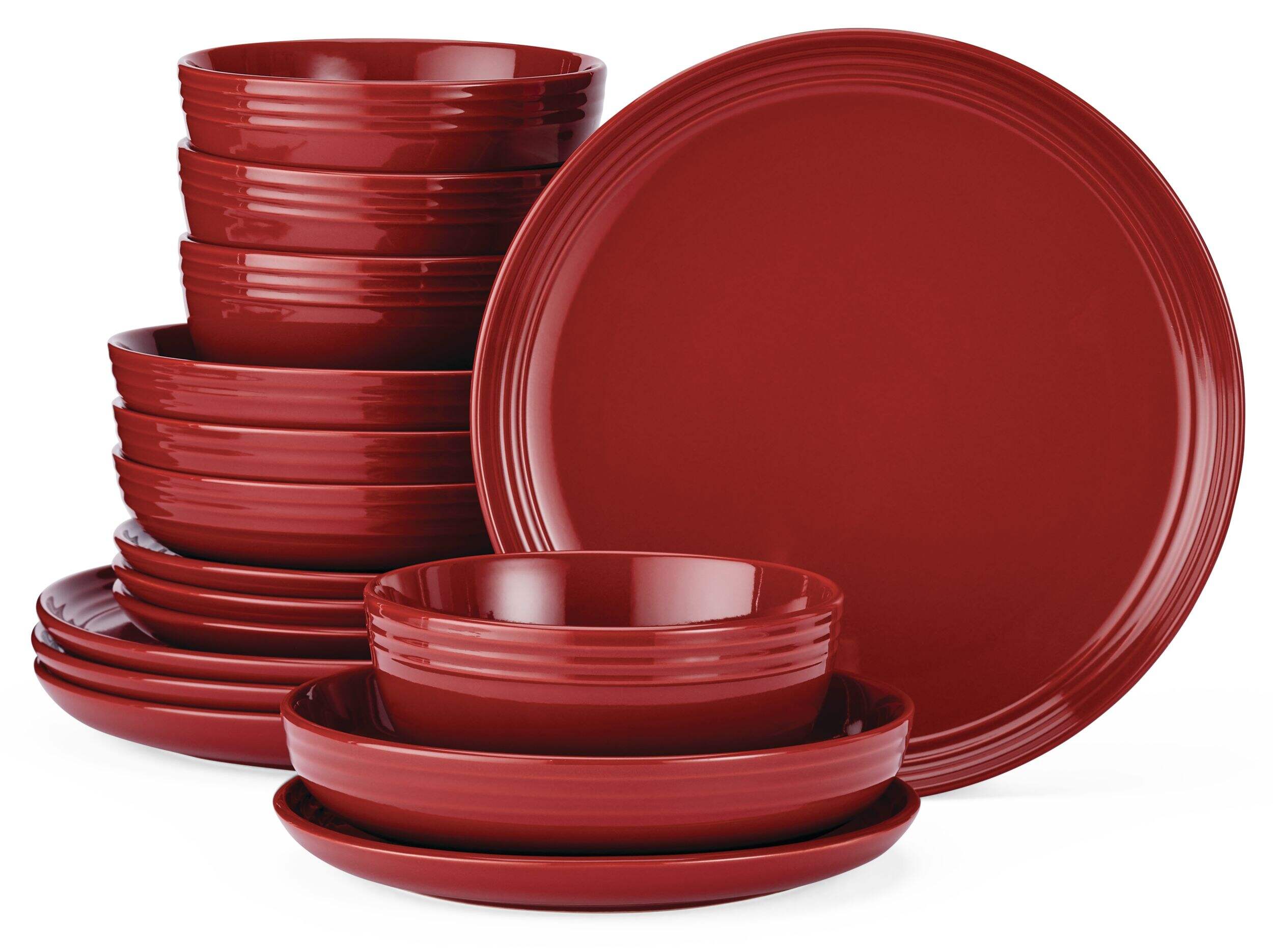 Service de vaisselle en grès Farmhouse Bistro CANVAS Edenhill pour 4 personnes, rouge, paq. 16 Composite_or_Mixed
