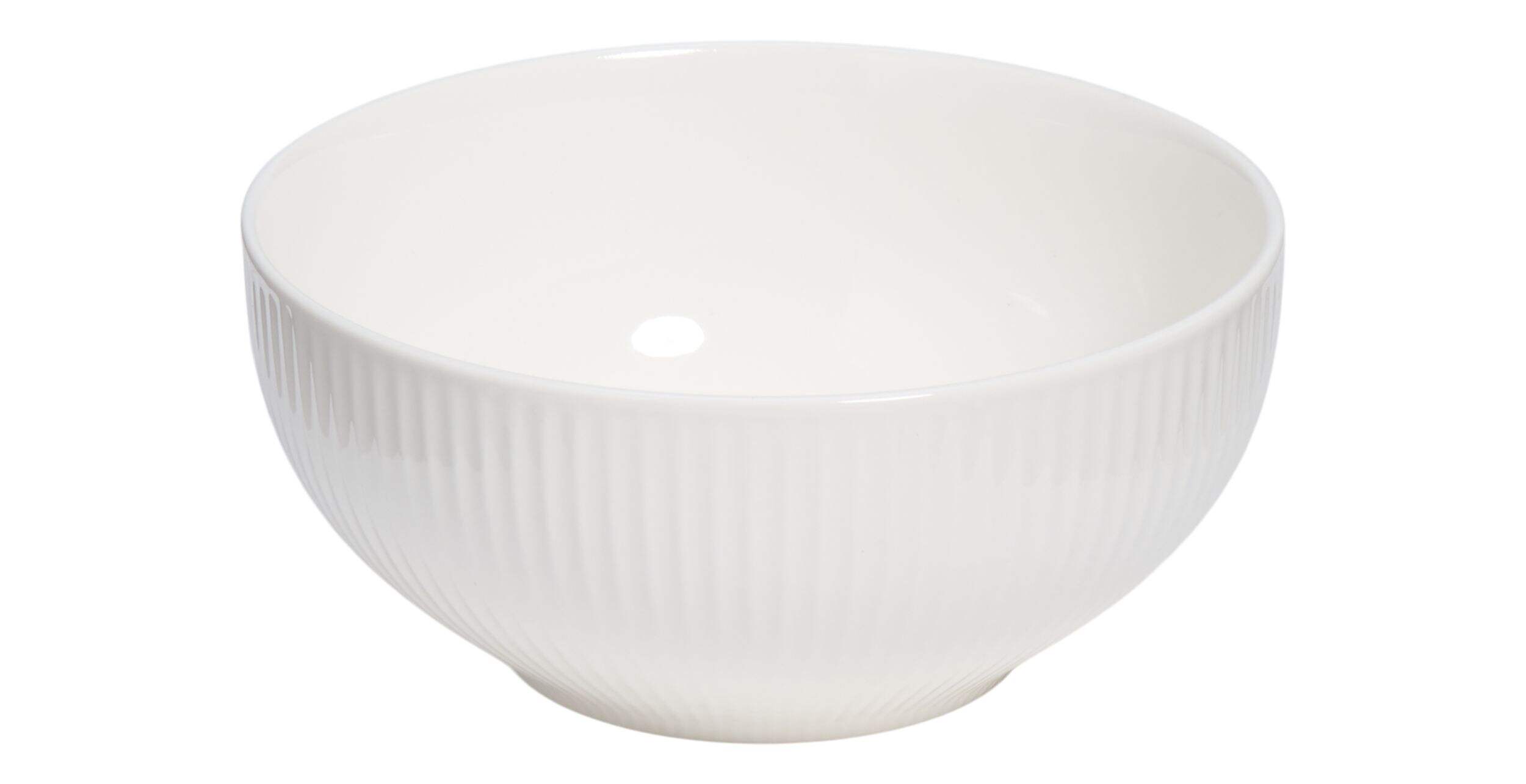 Bol peu profond côtelé en porcelaine tendre CANVAS Highbury, blanc, paq. 1 Front_Elevated