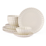 CANVAS Odessa Scalloped Porcelain Dinnerware Set, 12-pc, White Composite_or_Mixed