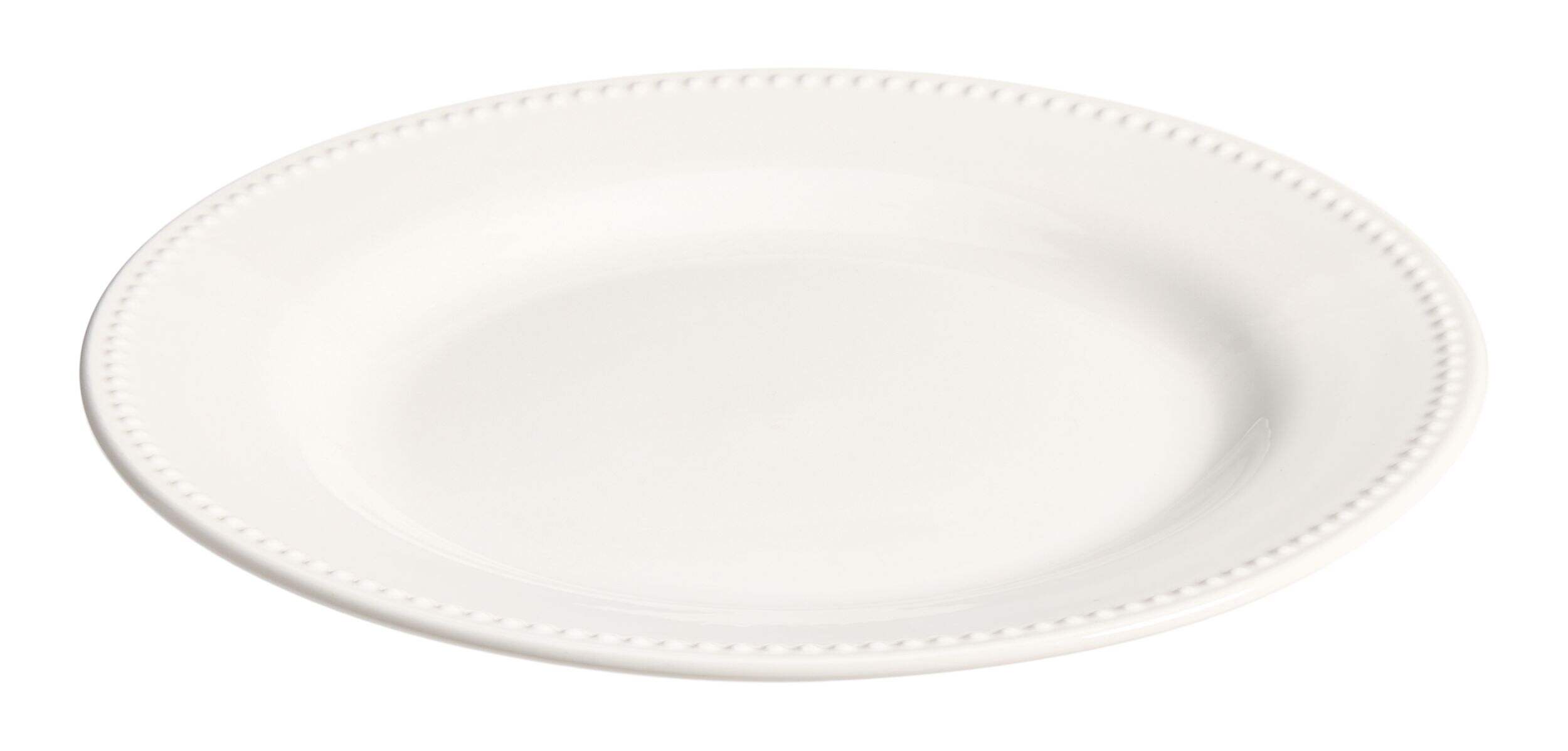 Assiette à dîner en porcelaine à bord perlé CANVAS Whitworth, blanc, paq. 1 Front_Elevated
