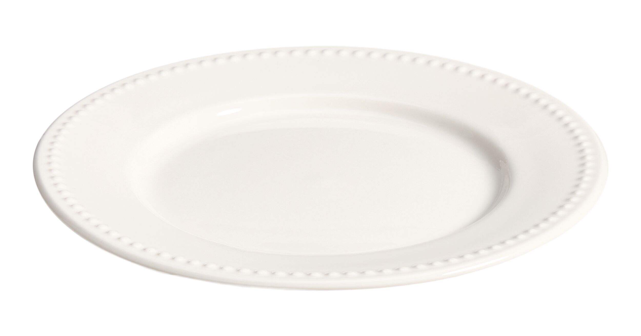 CANVAS Whitworth Beaded Rim Porcelain Side Plate, 1-pc, White Front_Elevated