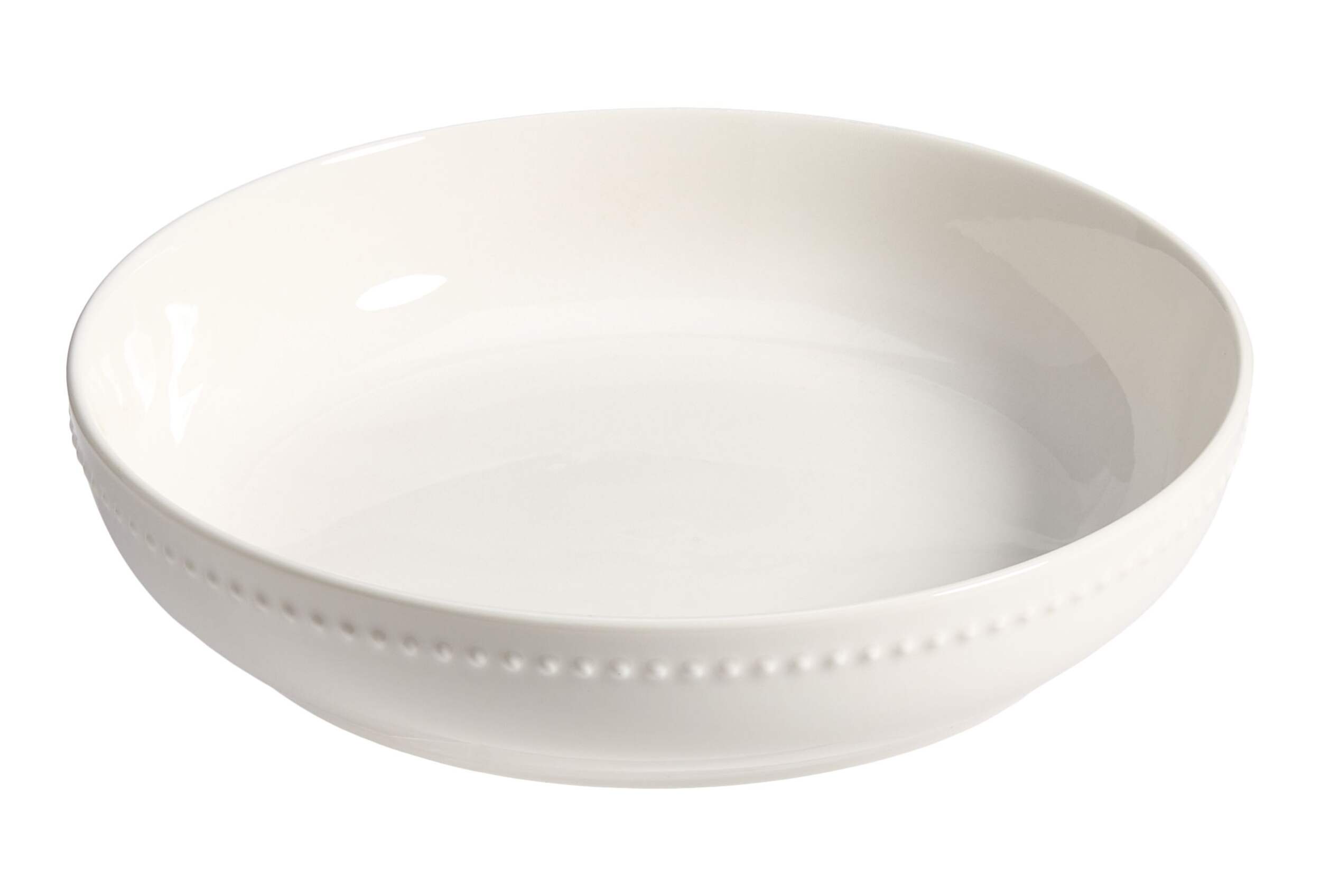 Bol à dîner en porcelaine à bord perlé CANVAS Whitworth, blanc, paq. 1 Front_Elevated