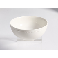 Bol tout usage en porcelaine à bord perlé CANVAS Whitworth, blanc, paq. 1 Front_Elevated