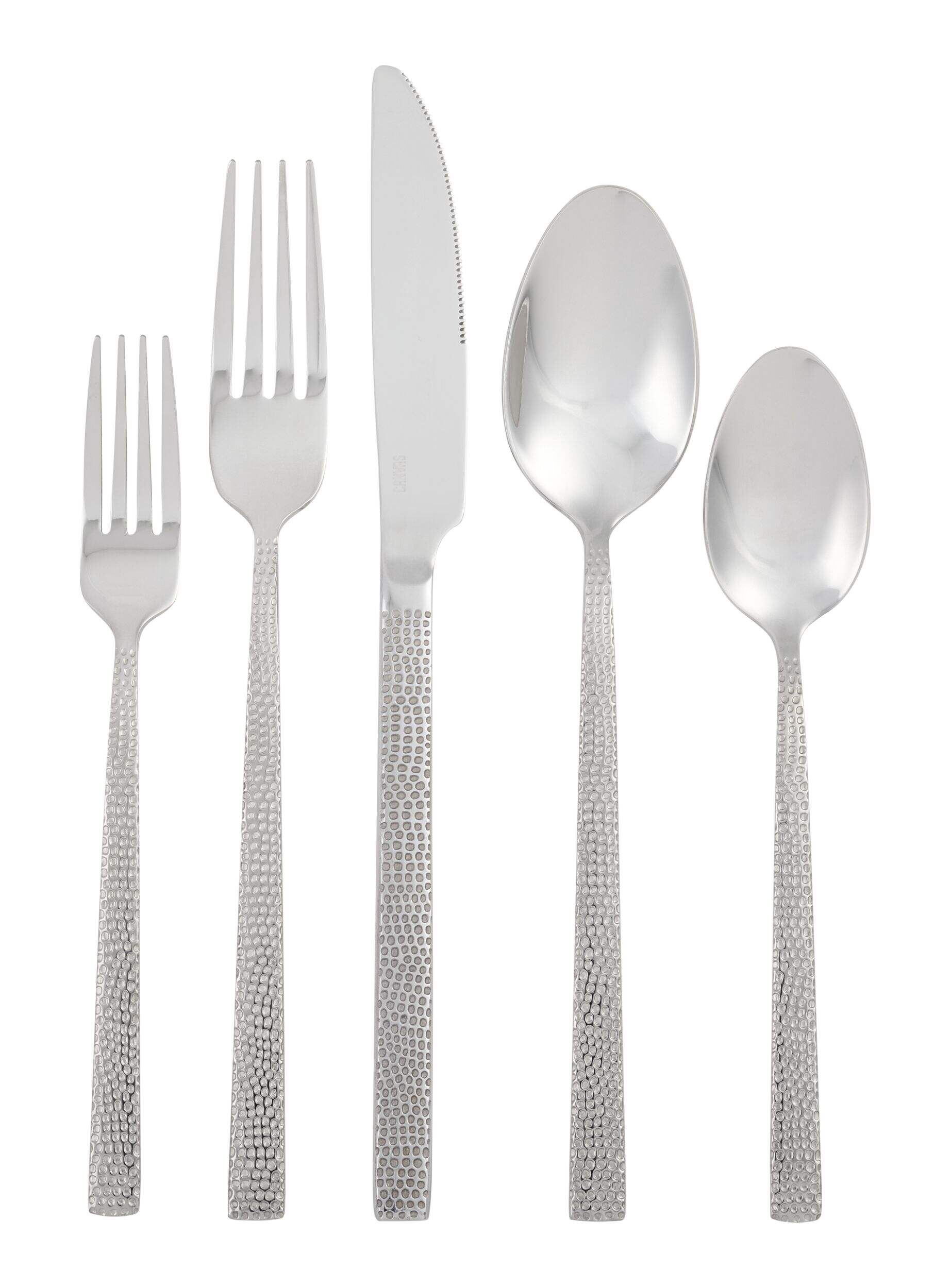 CANVAS Deep Hammered Flatware Dinner Set for up to 4 People, 20-pc Front_Flat