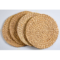 CANVAS Natural Round Paper Placemat/Charger, Beige, 4-pk Front_Flat
