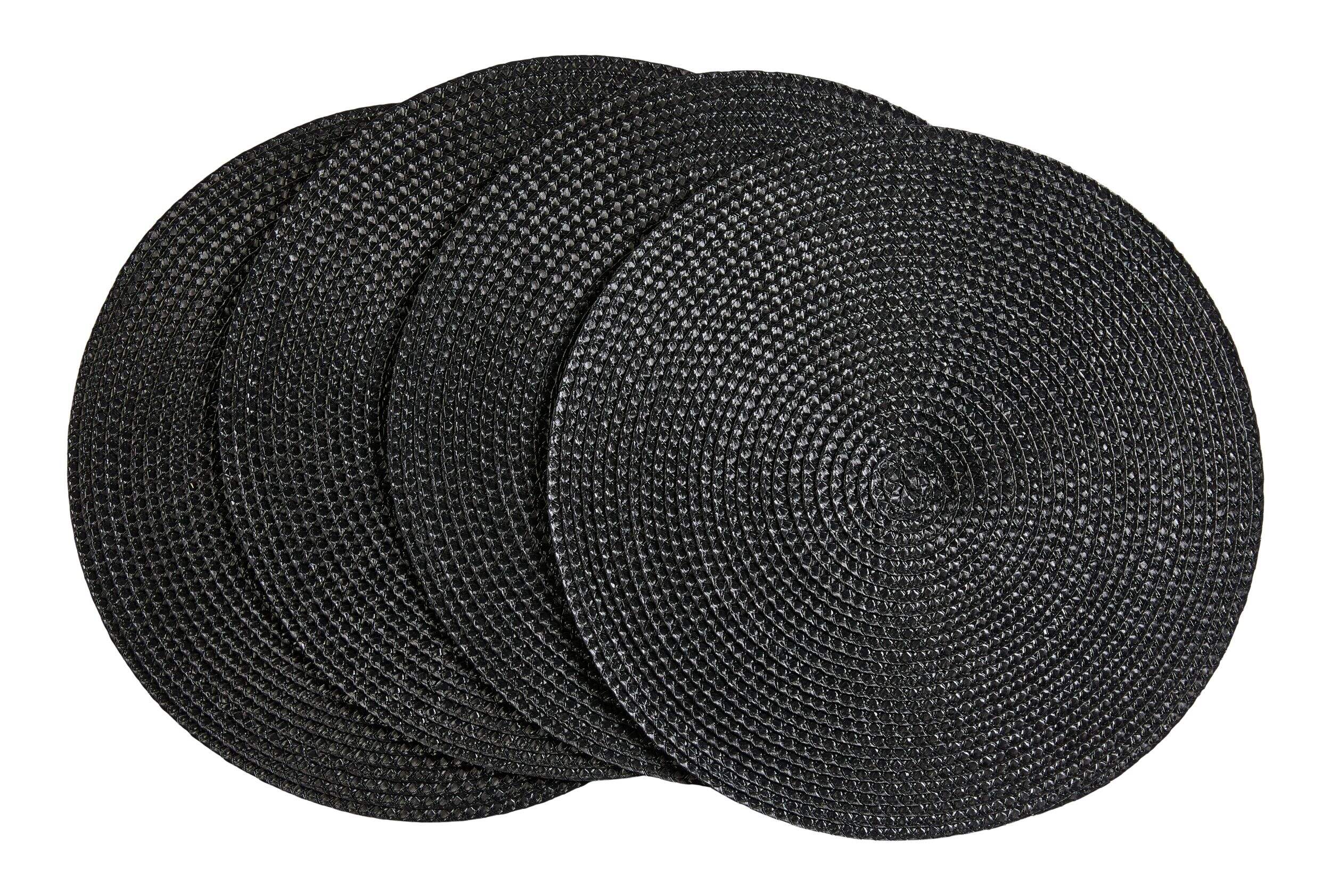 Napperons ronds tressés CANVAS, noirs, paq. 4 Front_Flat