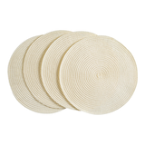 CANVAS Braided Round Placemats, Cream, 4-pk Front_Flat