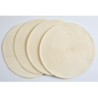 CANVAS Braided Round Placemats, Cream, 4-pk Front_Flat