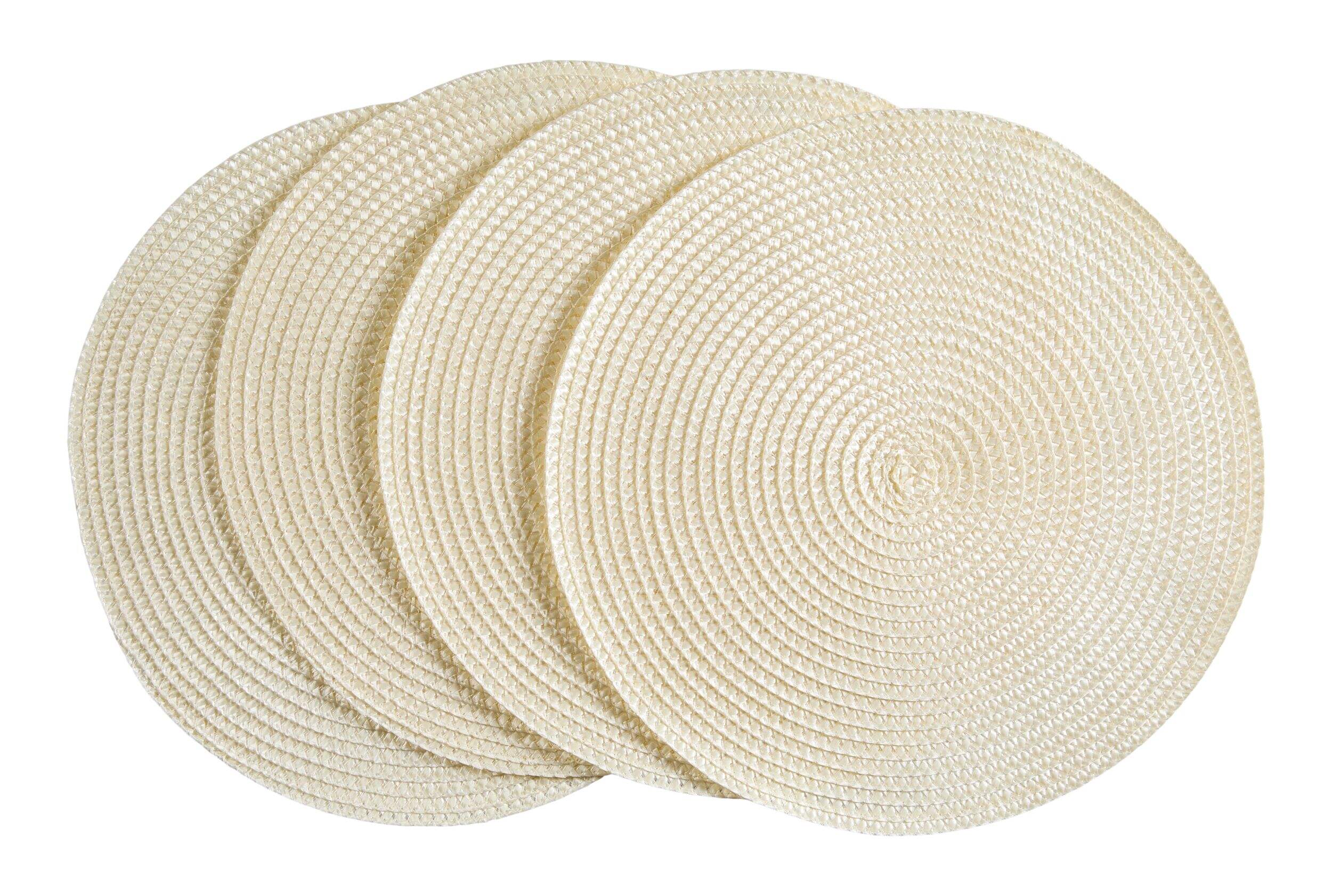 Napperons ronds tressés CANVAS, crème, paq. 4 Front_Flat