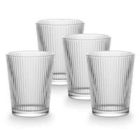 CANVAS Ribbed DOF Dinner Glass Set, Lead-free, 4-pc Front_Elevated