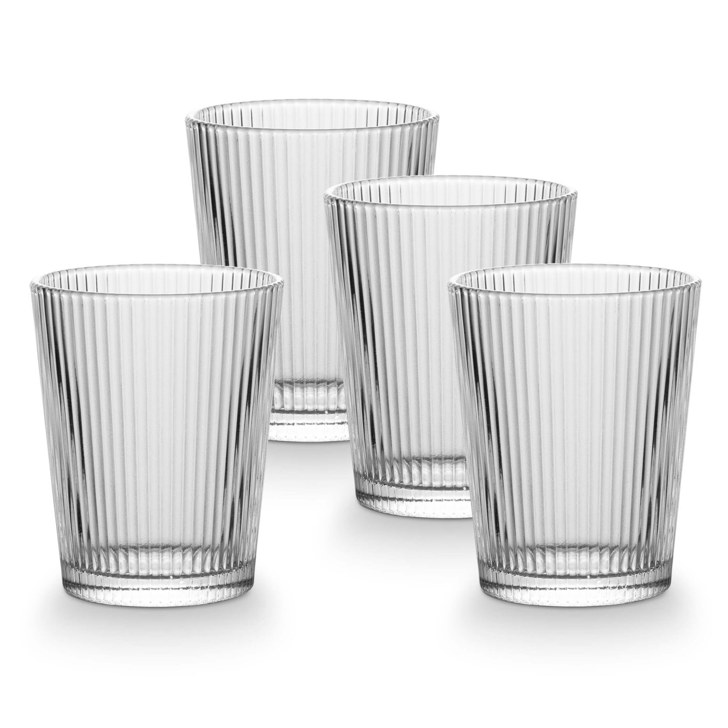 CANVAS Ribbed DOF Dinner Glass Set, Lead-free, 4-pc Front_Elevated