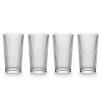 CANVAS Ribbed High Ball Glass Set, Lead-free, 4-pc Front_Elevated