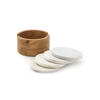 CANVAS Marble Drink Coasters, Round, Crystal, 4-pk Composite_or_Mixed