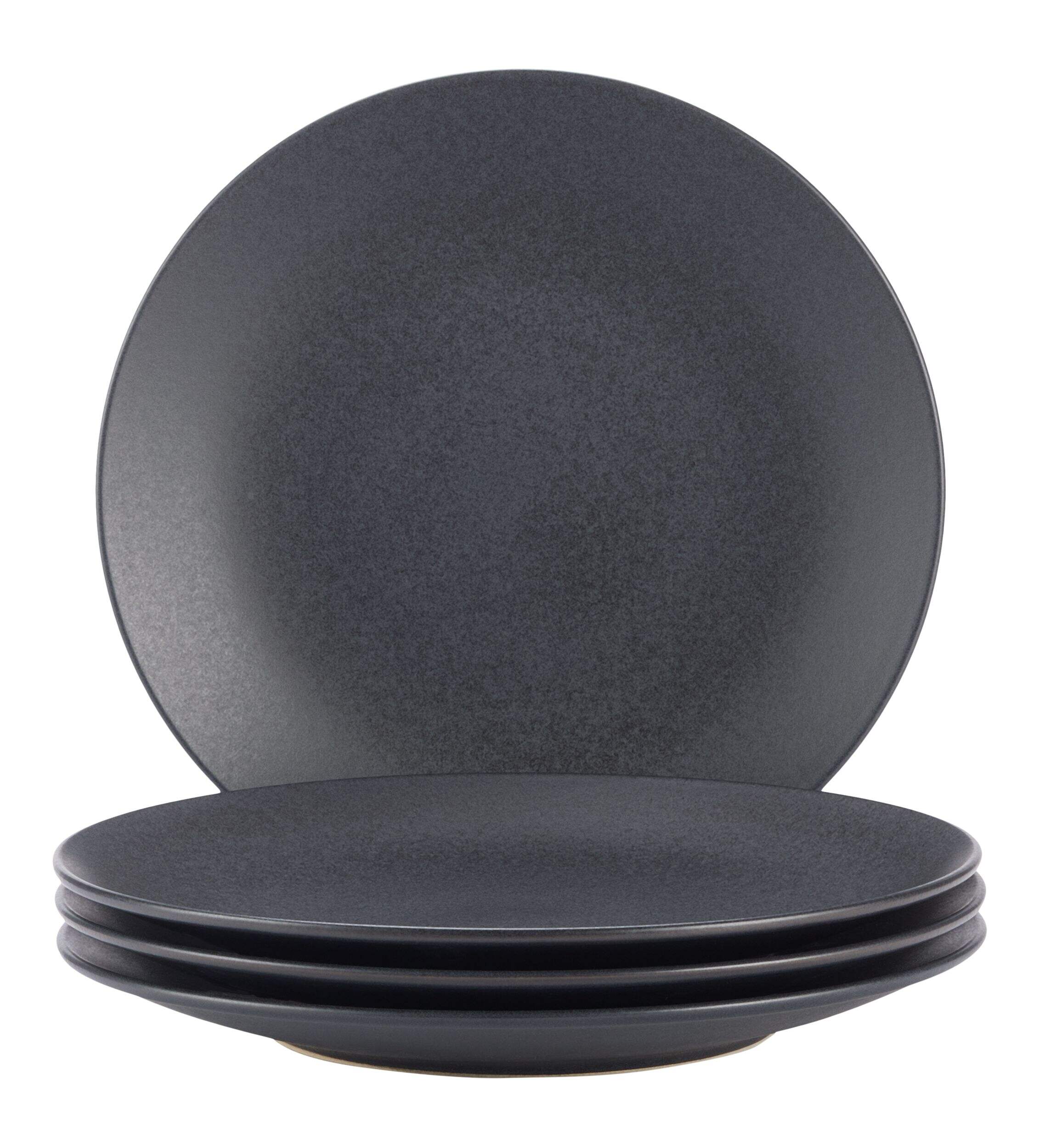 Paderno Dorset Stoneware Dinner Plate Set, Oven Safe, 4-pk, Black Reactive Composite_or_Mixed