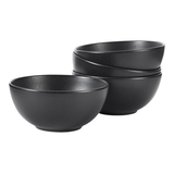 Bol tout usage en grès Paderno Dorset, va au four, noir réactif, paq. 4 Front_Elevated