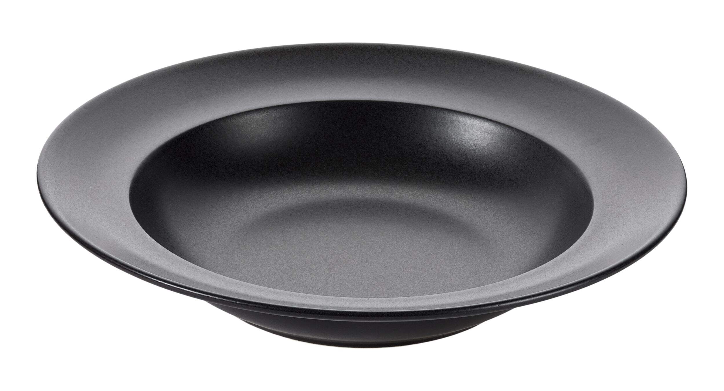 Paderno Dorset Large Rim Stoneware Bowl Set, Oven Safe, 2-pk, Black Reactive Front_Elevated
