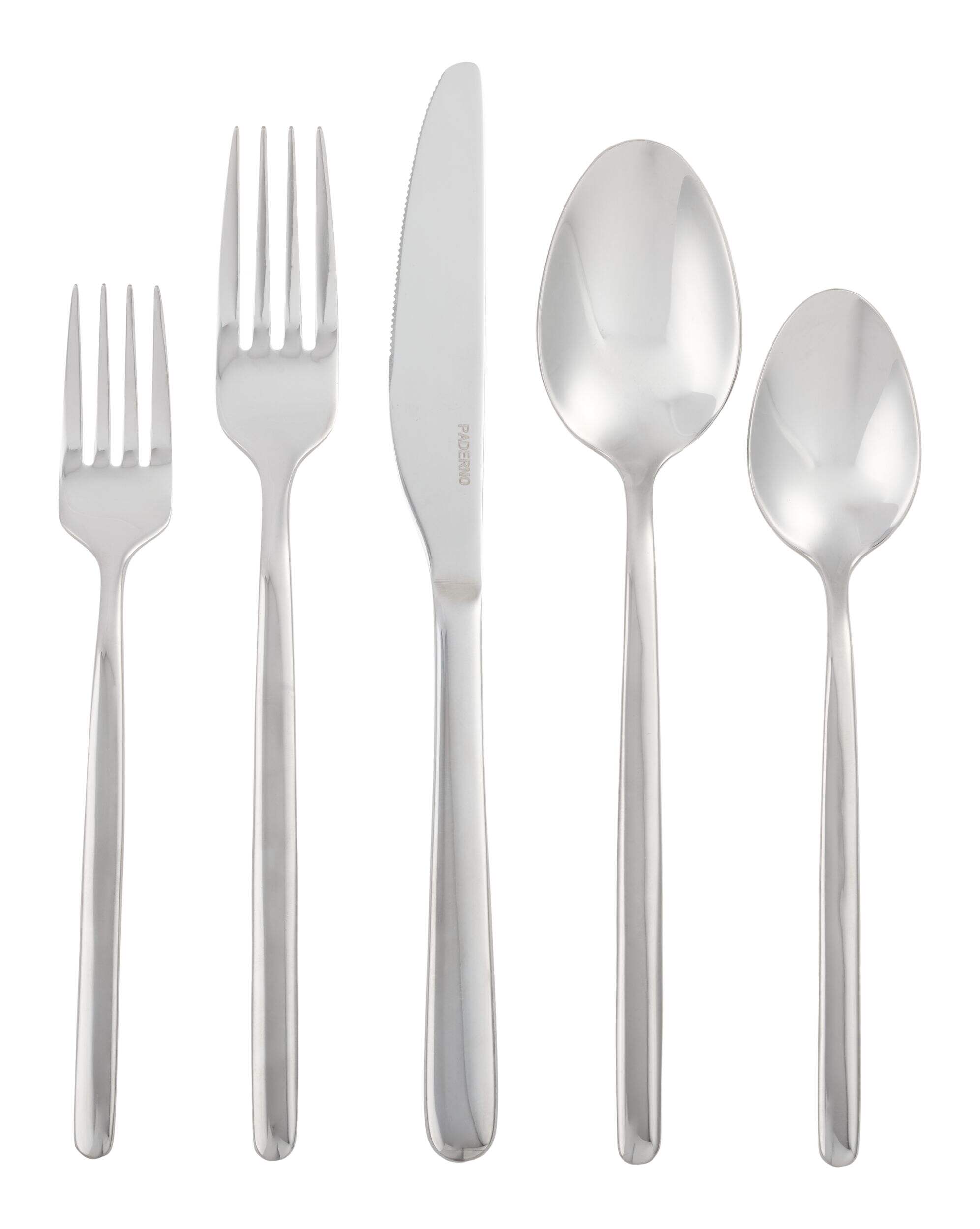 PADERNO Slim Rounded Handle Flatware Set for up to 12 People, 60-pc Front_Flat