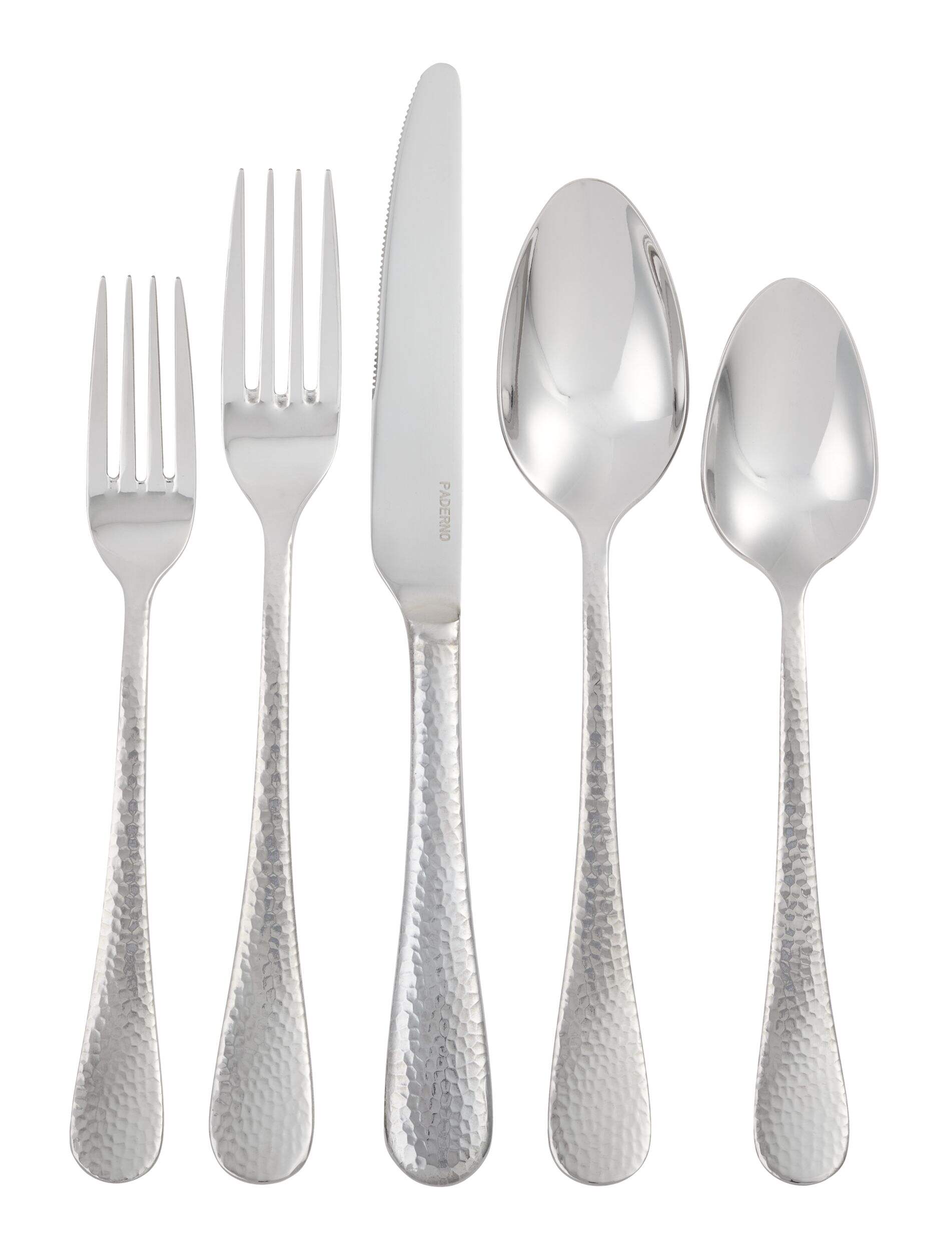 PADERNO Hammered Flatware Set for up to 4 People, 20-pc Front_Flat