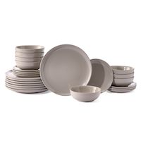 Master Chef Essential Coupe Stoneware Dinnerware Set, Serves 8, 24-pc, Light Grey Composite_or_Mixed