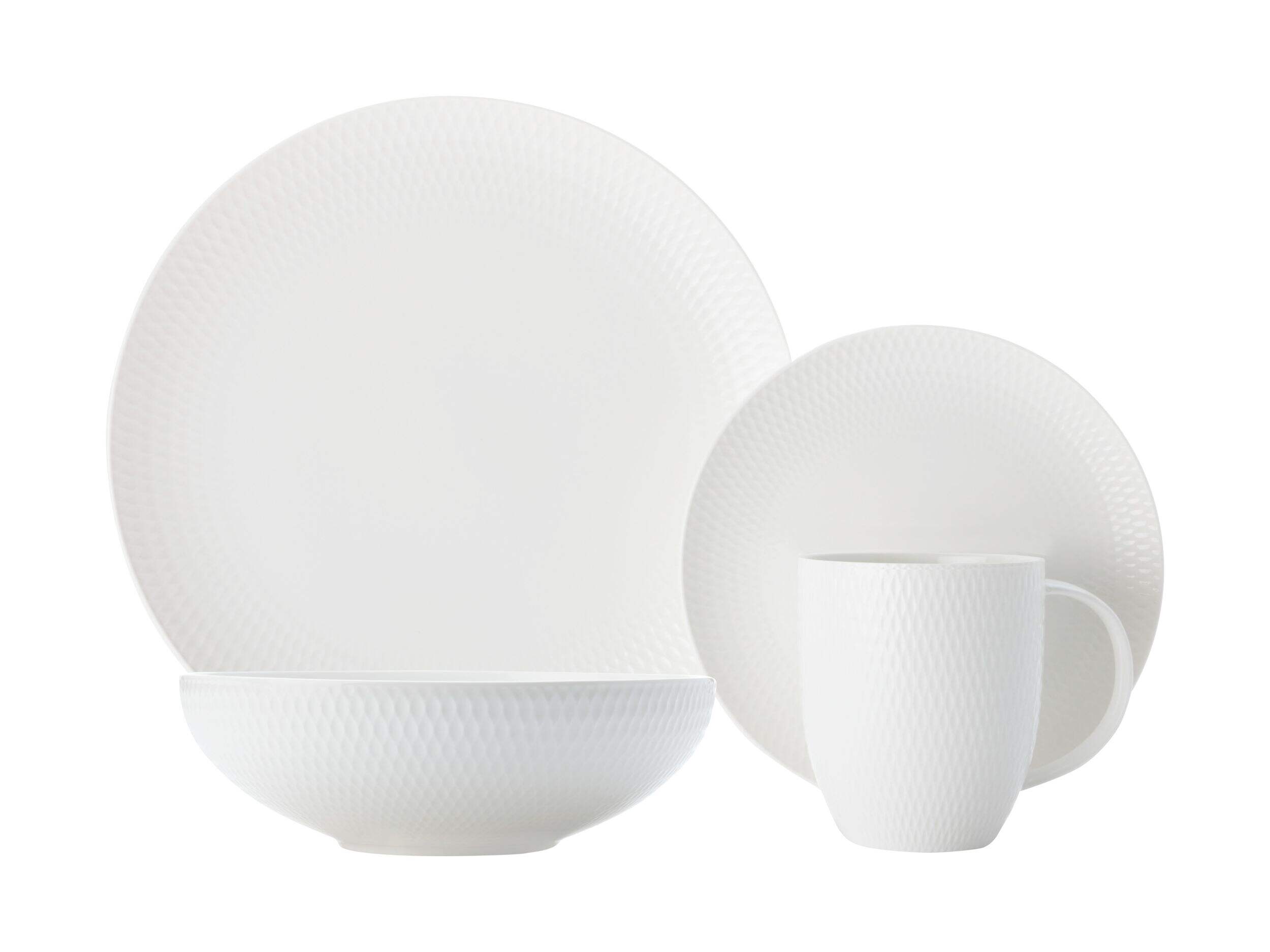 Maxwell & Williams Round Diamond Porcelain Dinnerware Set, 16-pc, White Composite_or_Mixed