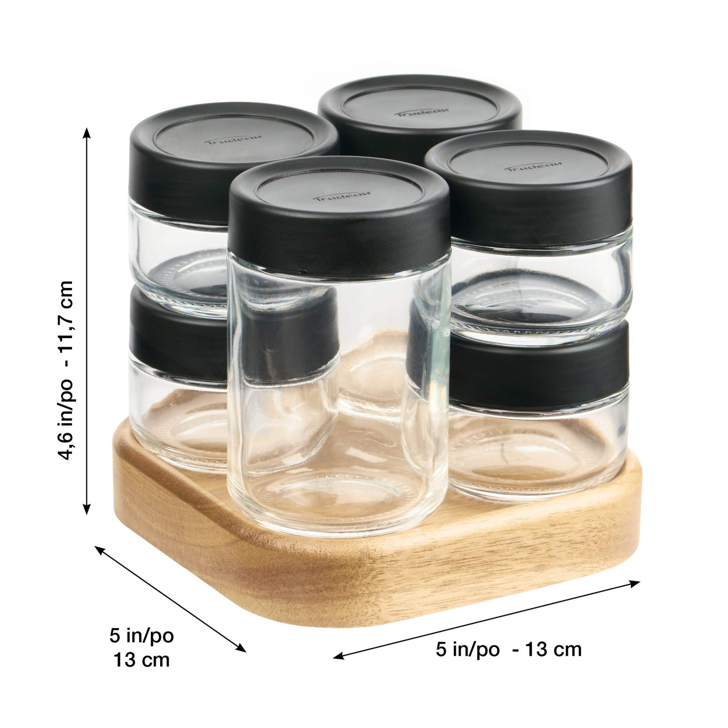 Trudeau 6-Bottle Spice Jar Kitchen Set with Rotating Base Front_Angled_Right