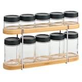 Trudeau 10-Bottle Spice Jar Set with Shelf, Compact Design Front_Three_Fourths_Angled_Right