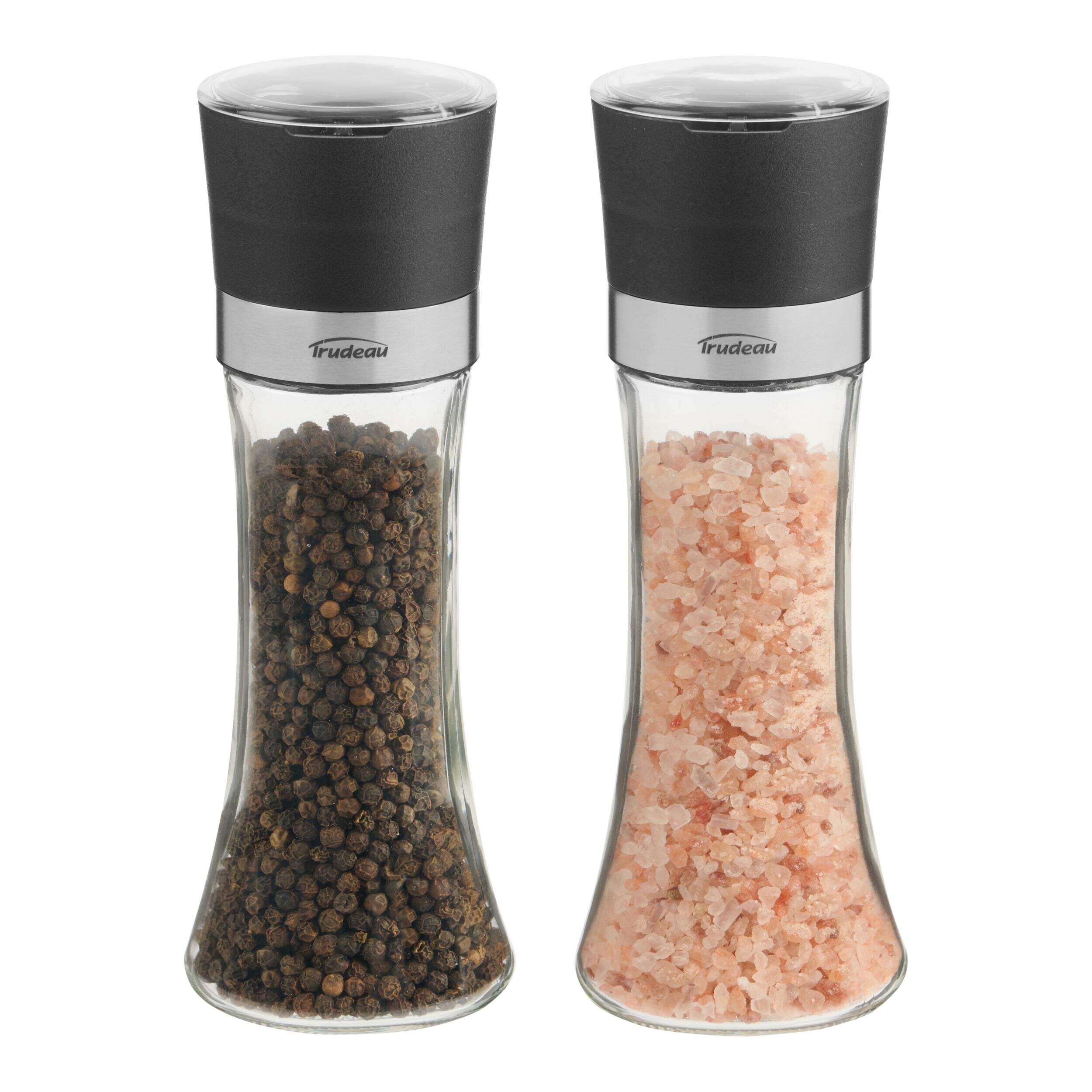 Trudeau Ostrava Filled Salt & Pepper Mill, Round, Glass, 7-in Front_Flat