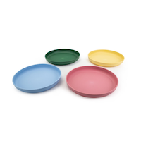 Reusable Plastic Tumbler Plates, BPA Free, Recyclable Material, Suitable for Kids, 4-pk Composite_or_Mixed