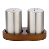 Mini moulins à sel et poivre MASTER Chef en acier inoxydable avec plateau Front_Elevated