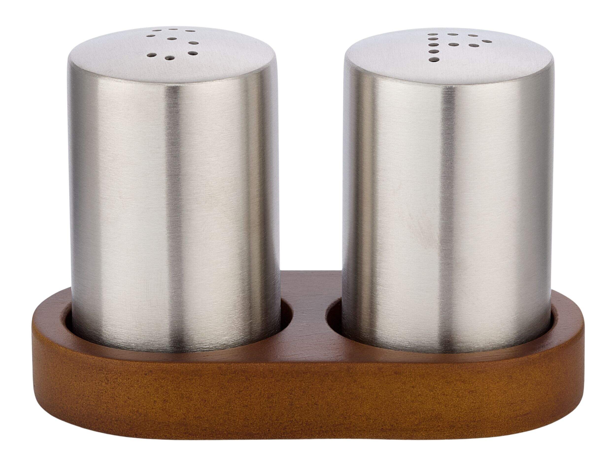 MASTER Chef Stainless Steel Salt & Pepper Shaker Set with Tray Front_Elevated