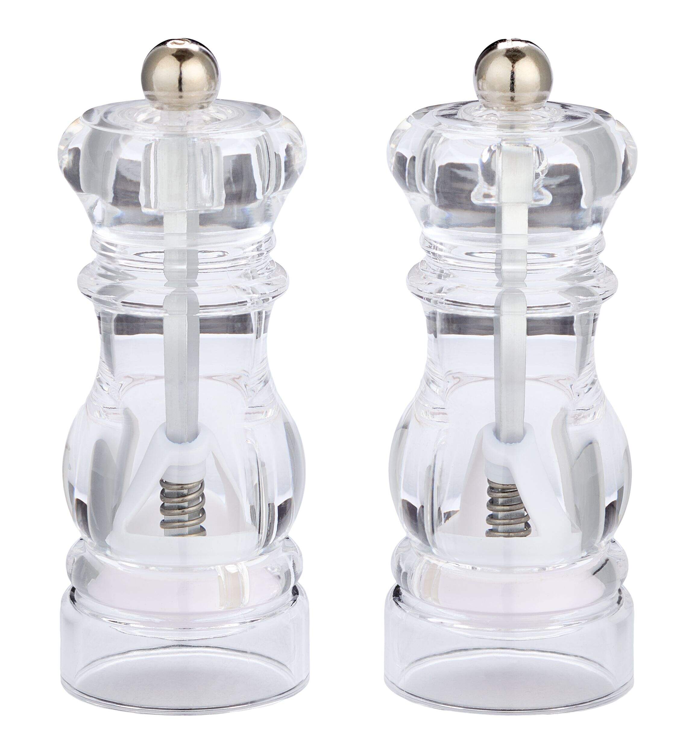 MASTER Chef Transparent Plastic Salt & Pepper Grinder Set Front_Elevated