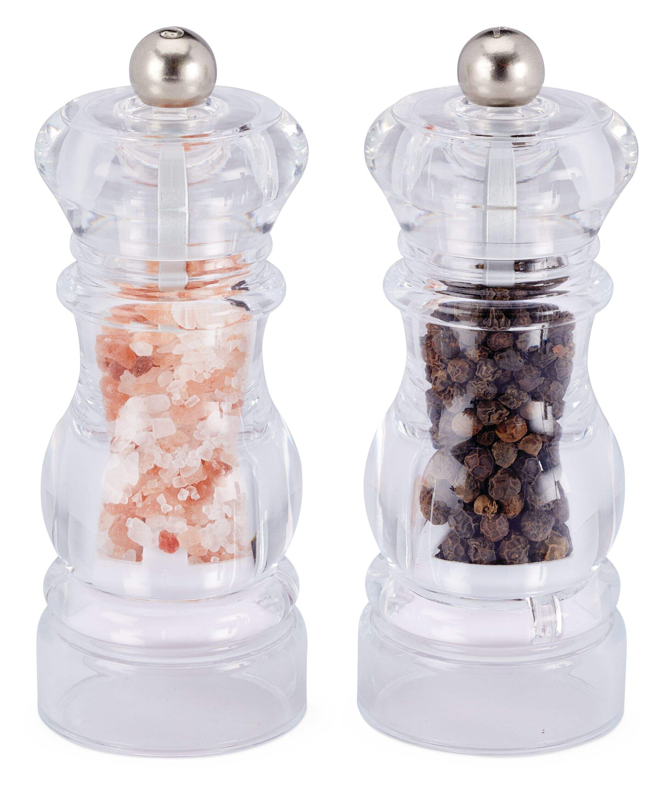 MASTER Chef Transparent Plastic Salt & Pepper Grinder Set Front_Elevated