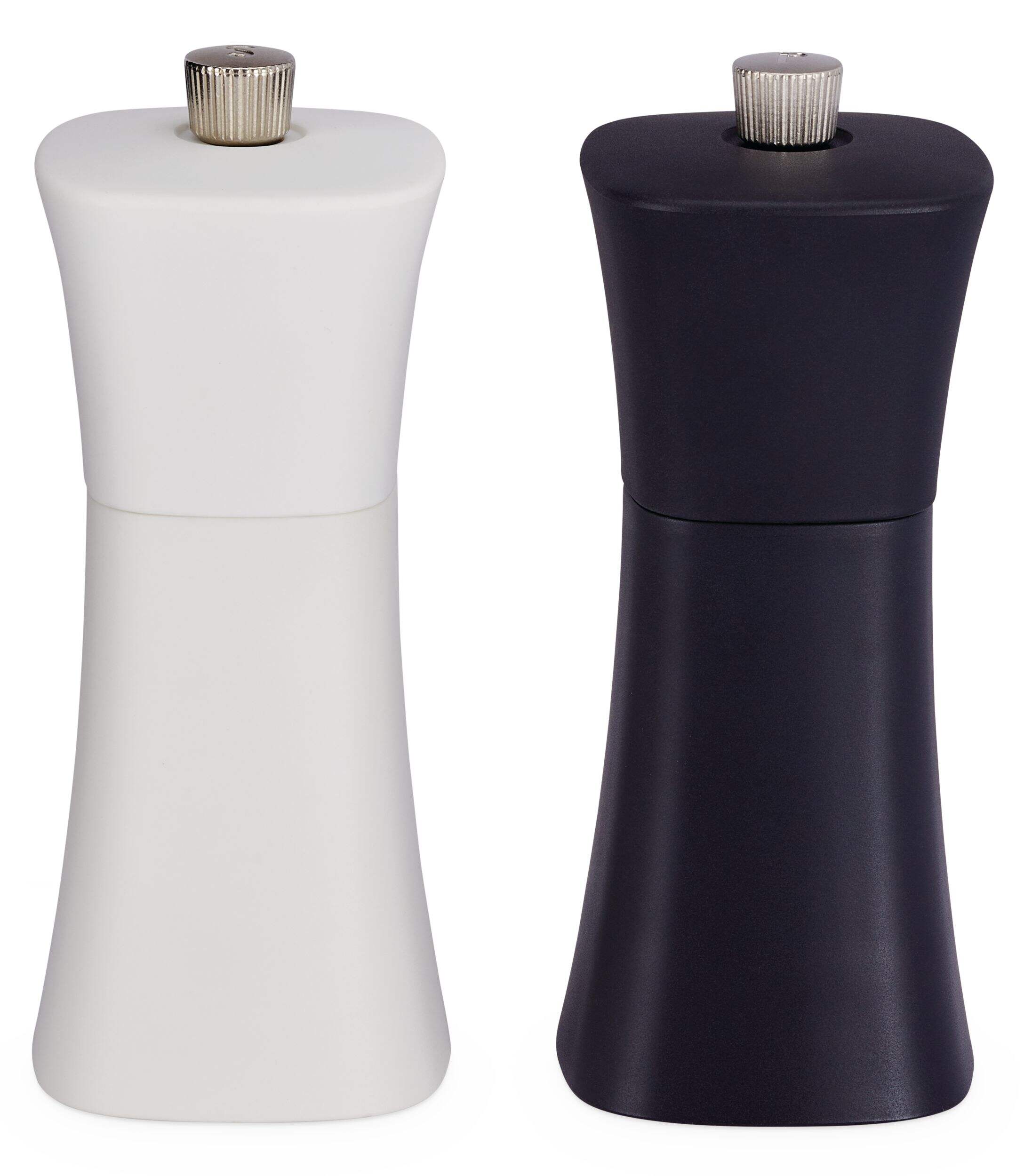 MASTER Chef Black & White Plastic Salt & Pepper Grinder Set Front_Elevated
