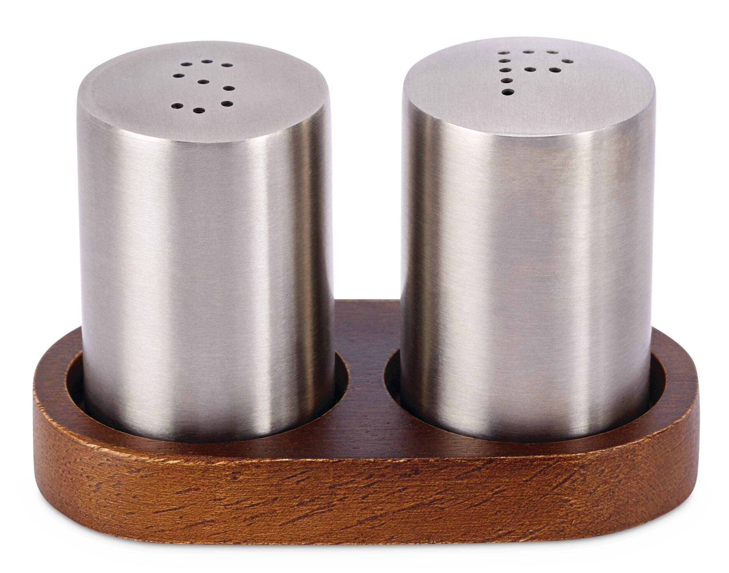MASTER Chef Stainless Steel Salt & Pepper Shaker Set with Tray Front_Elevated
