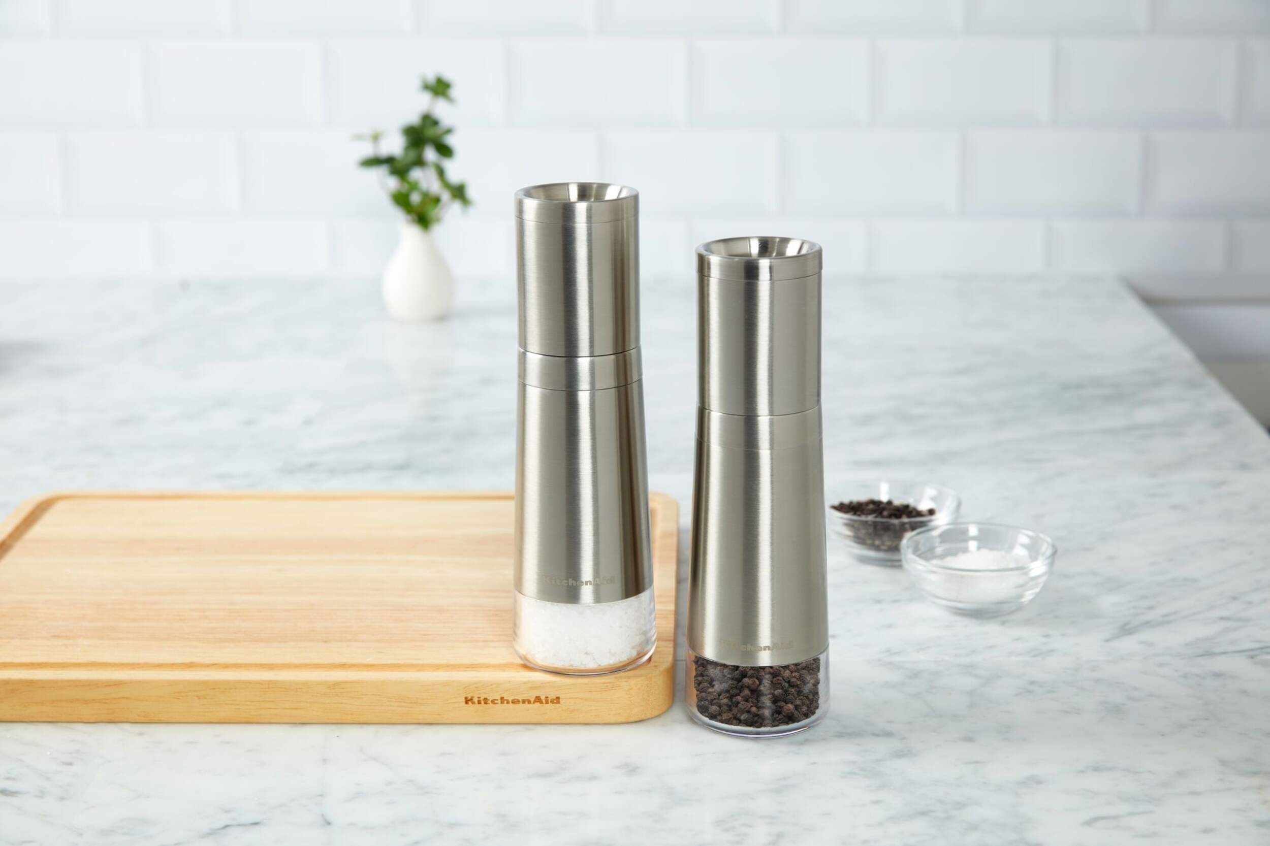 KitchenAid Stainless Steel Salt & Pepper Grinder Set, 8-in Front_Elevated
