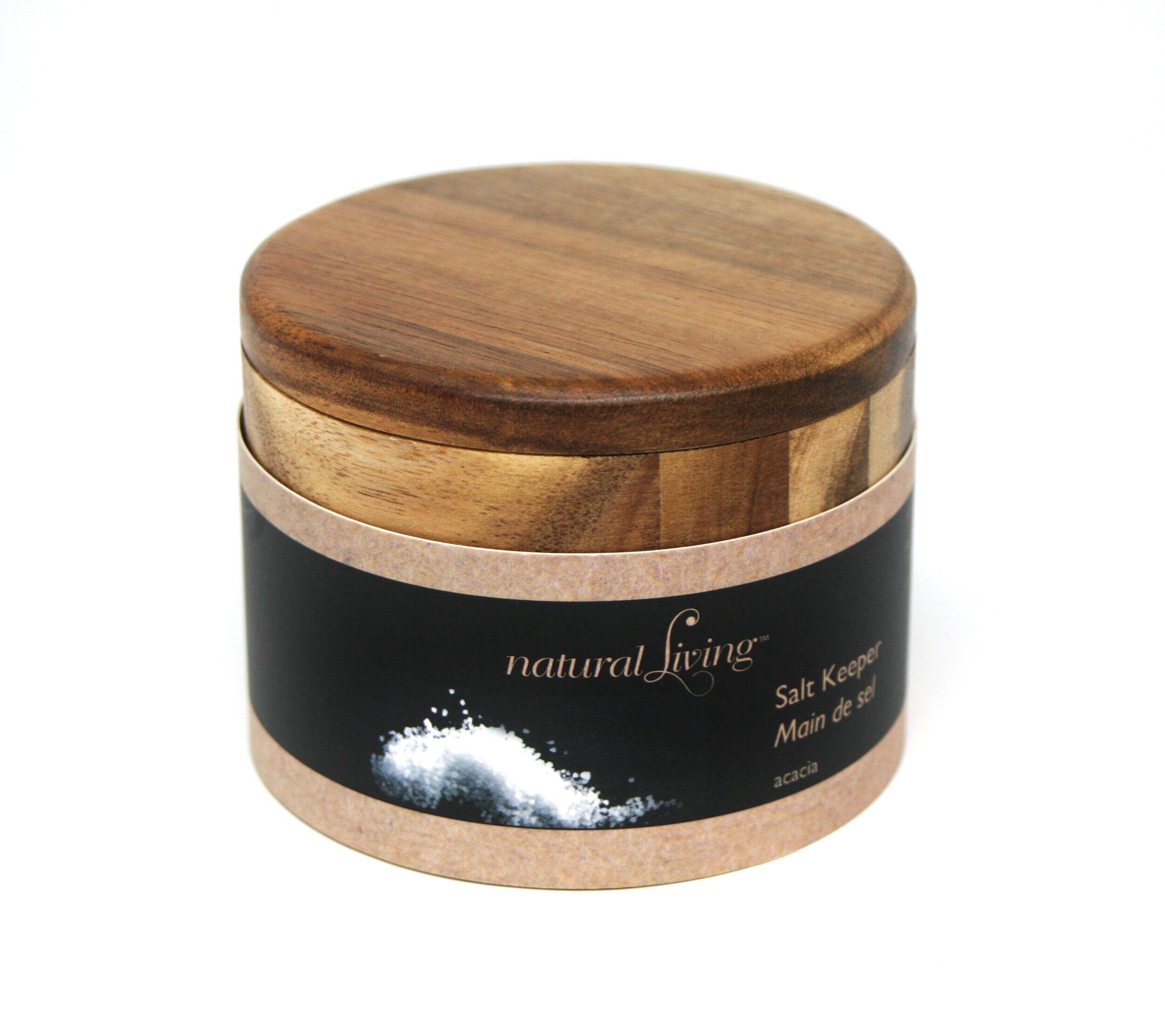 Natural Living Swivel Acacia Salt Keeper, 3.5-in Front_Elevated