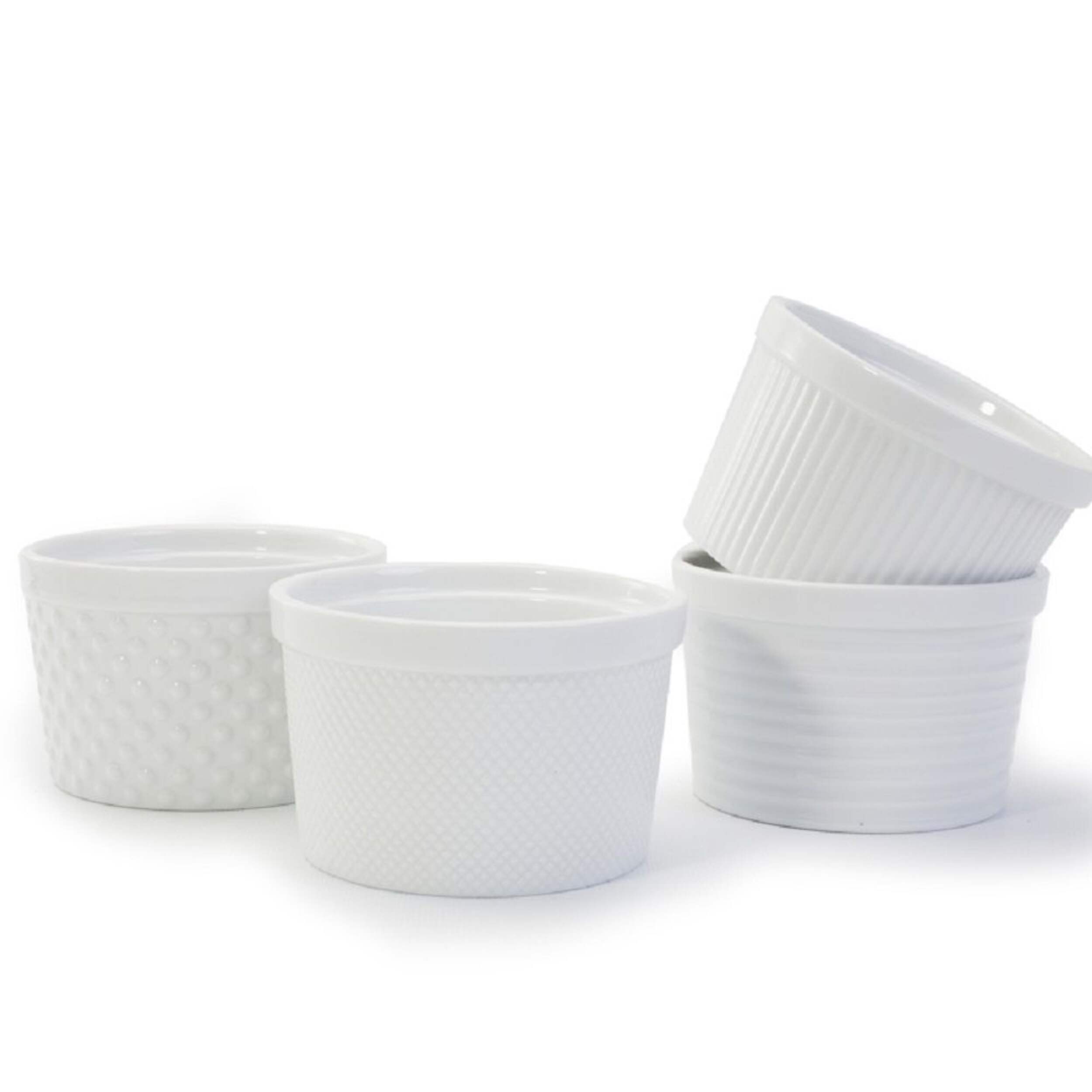 Bia Textured Ramekin Set, White, 12-oz, 4-pc Composite_or_Mixed