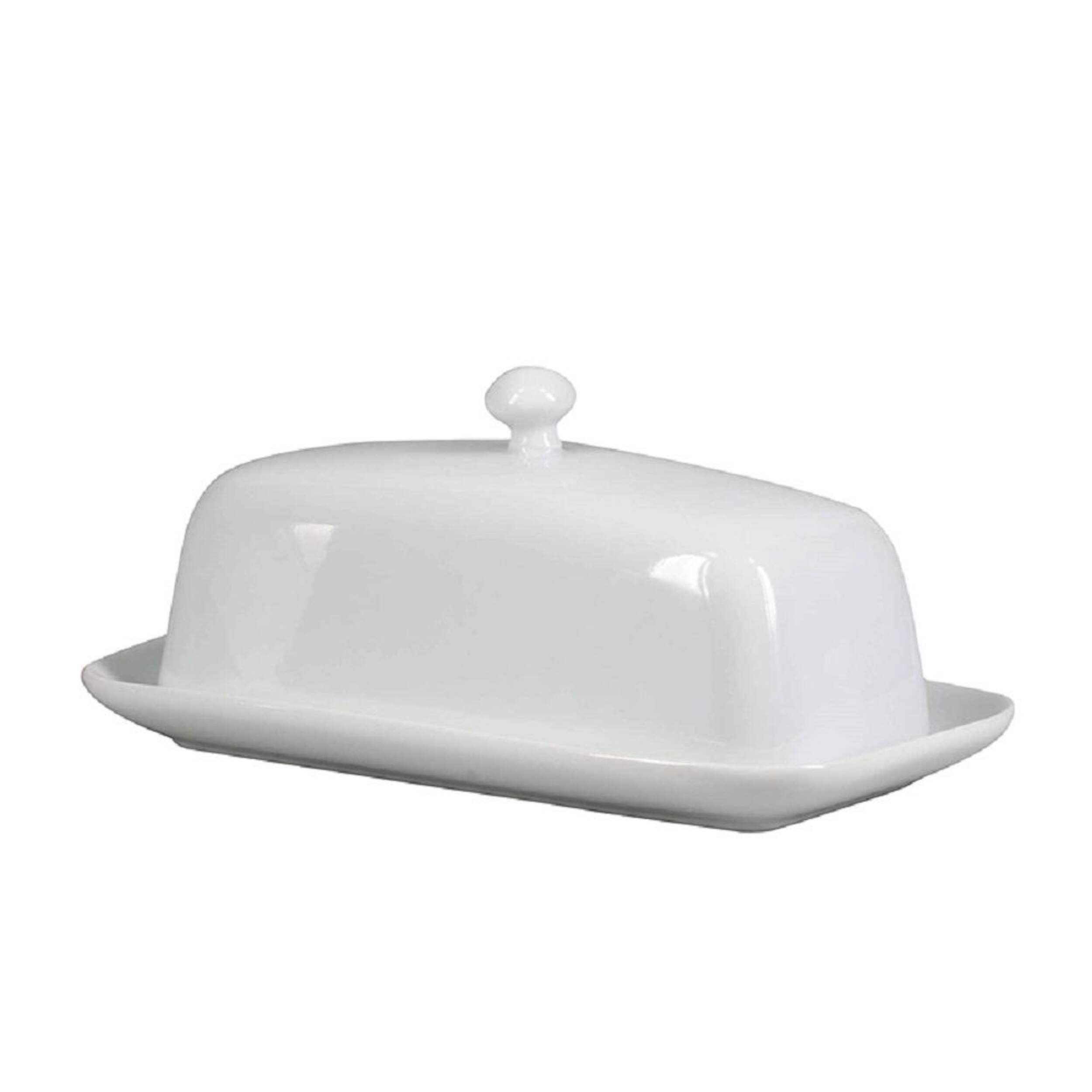 Bia Porcelain Butter Dish with Knob Front_Three_Fourths_Angled_Left