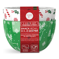 Core Home Decorative Holiday Stoneware Snack Bowls, 2-pk Front_Flat