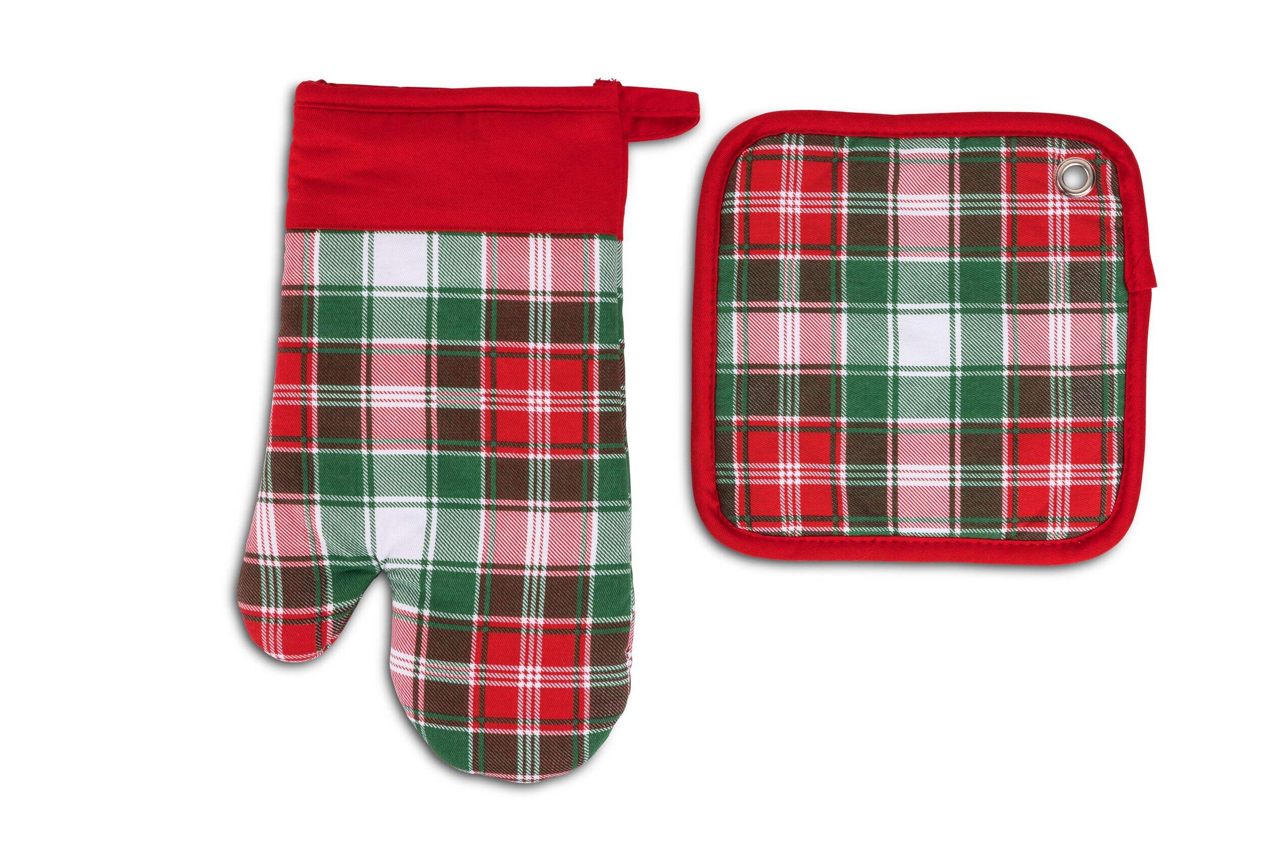 Core Home Plaid Holiday Oven Mitt & Square Set, 2-pc Front_Flat