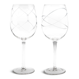 Decorative Etched Stemmed Christmas Wine Glass, 4-pc Front_Flat