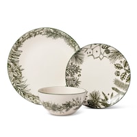 Core Home Stoneware Green Foliage Dinnerware Set, Serves 4, 12-pc Composite_or_Mixed