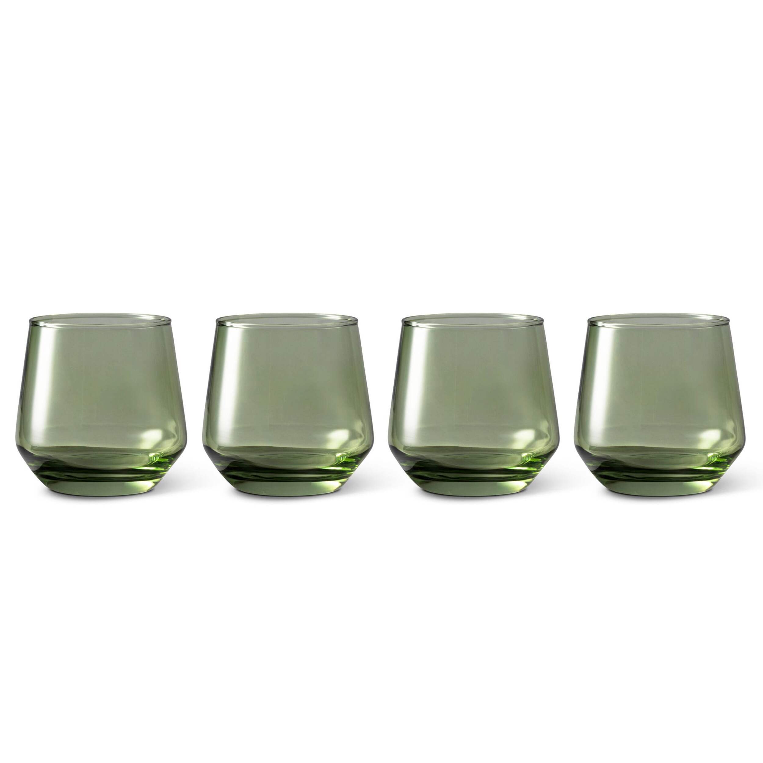 Core Home Green Stemless Angled Wine Glasses, Tinted, 4-pk Front_Flat