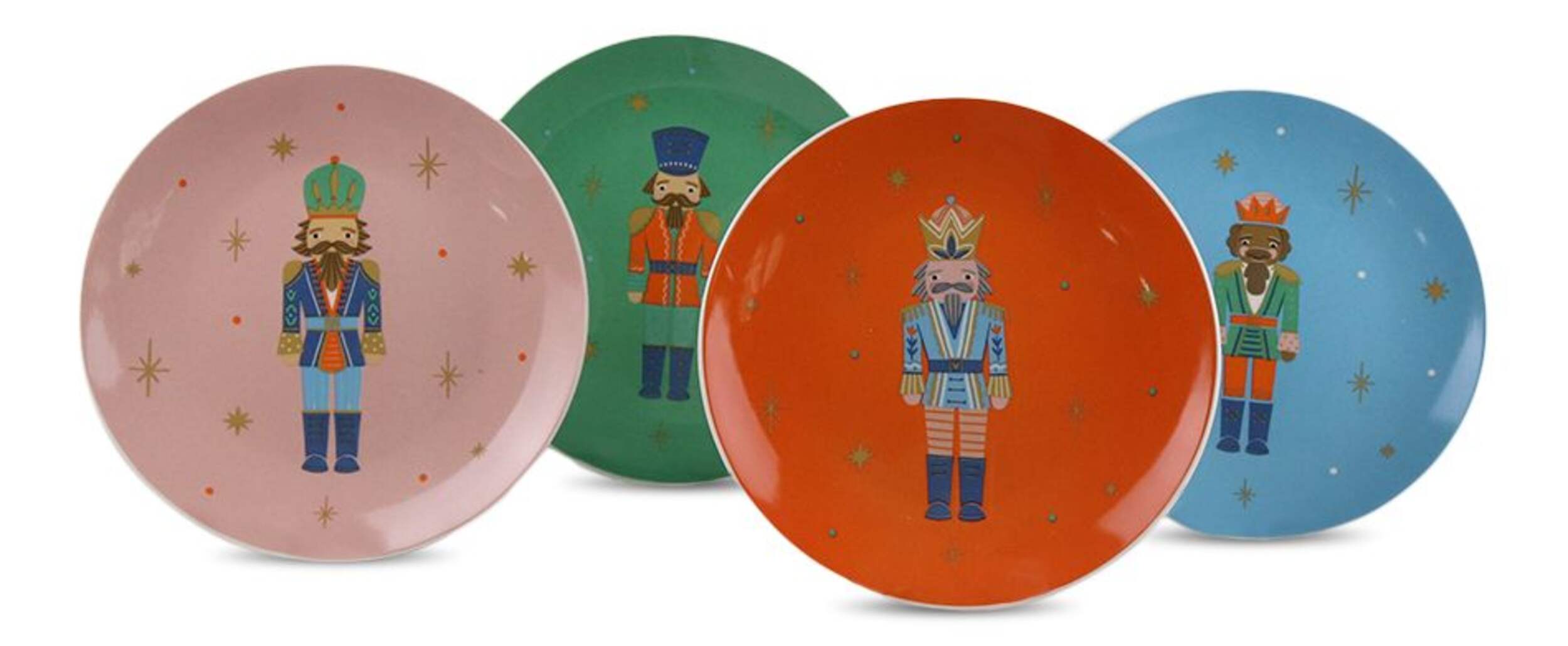 Ivy & Co Nutcracker Porcelain Side Plates Set, Multi-Coloured, 4-pc Front_Flat