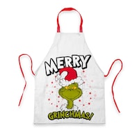 Dr. Seuss "Merry Grinchmas" Grinch Apron, Child, White and Red