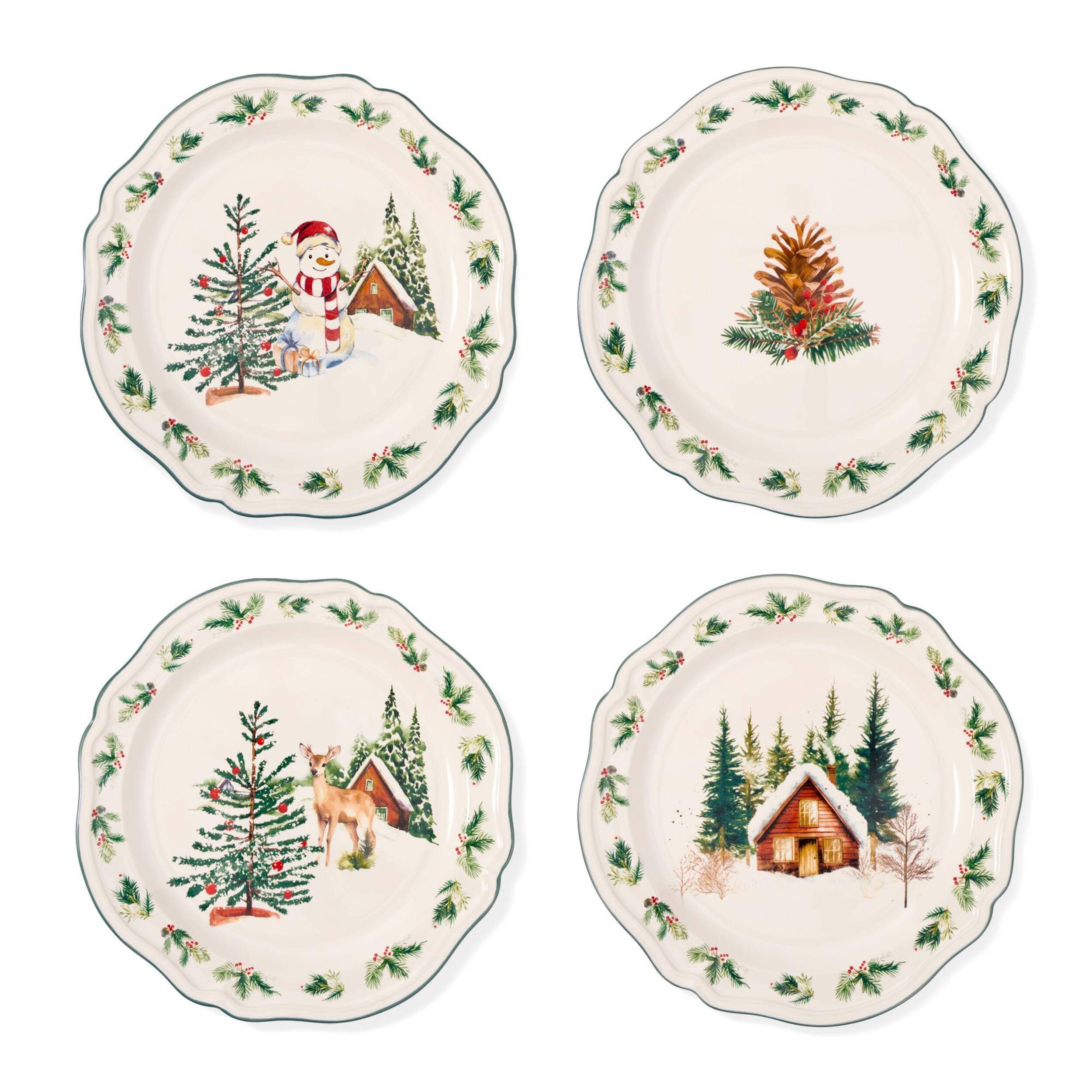 Core Home 15-cm Winter Berry Appetizer Plates, 4-pk Overhead_Flat