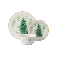 Ivy & Co Winter Tree Porcelain Dinner Set, Mica Gold, 12-pc Composite_or_Mixed