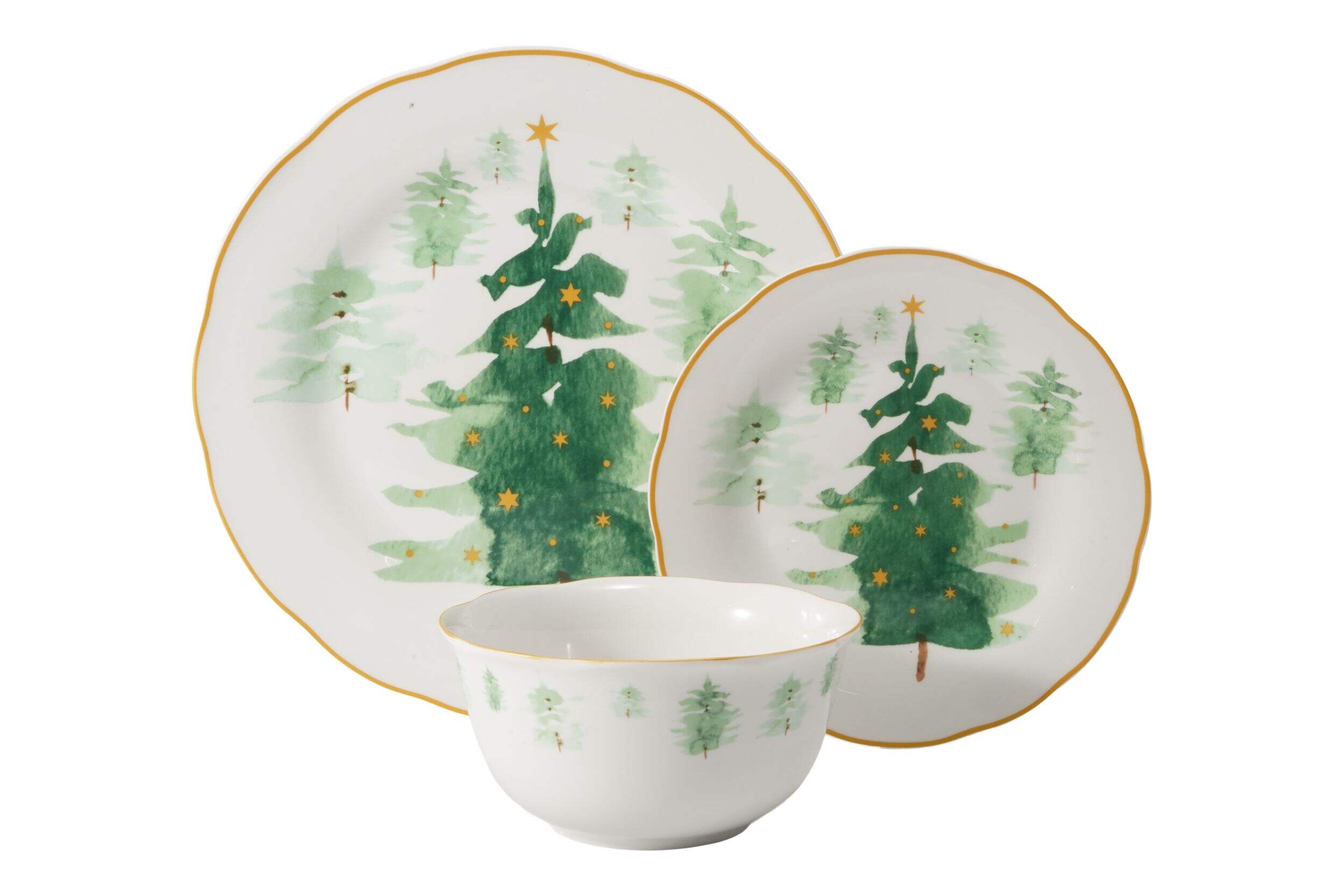Service de vaisselle Ivy & Co, arbre d'hiver, mica doré, paq. 12 Composite_or_Mixed